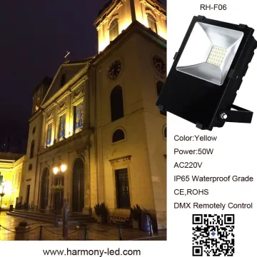 Yellow IP65 50W DMX Remotely Control LED Flood Lamp