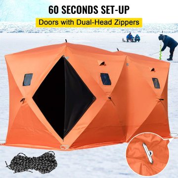 Portable Insulated Sauna Tent for Winter Fishing and Camping - 5-6 Person Ice Tent with Jack Hole