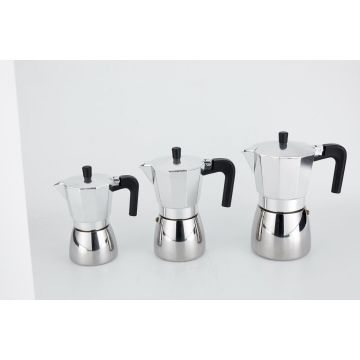 Cafetera de aluminio y acero inoxidable fácil de operar