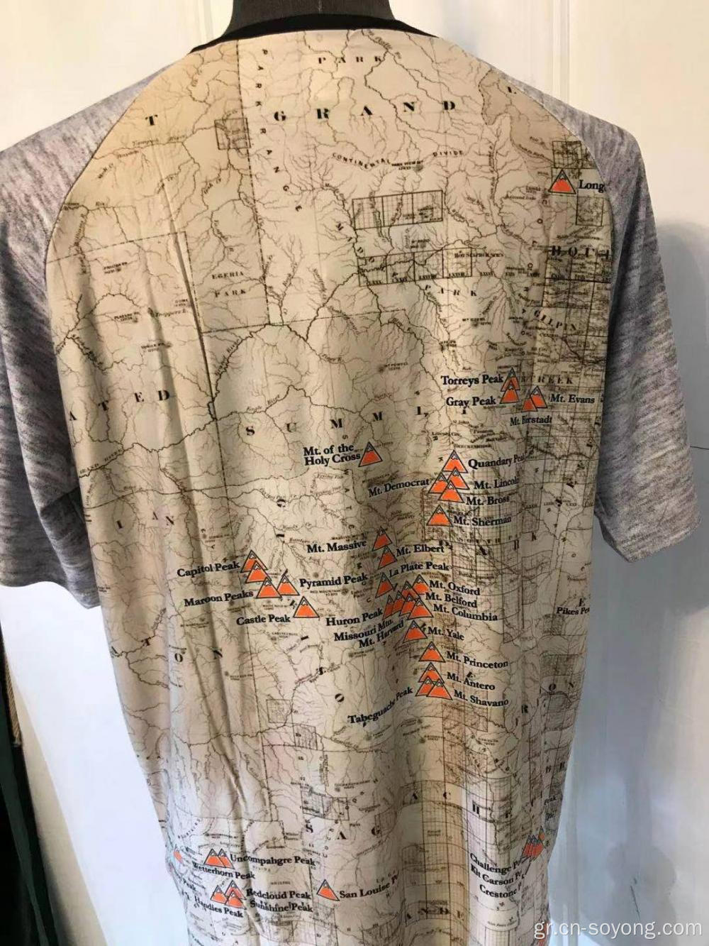 Κολοράντο Χάρτης Τυπωμένα ανδρικά μπλουζάκια από μανίκια Raglan