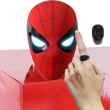 Spider-Man Superhero Mask Toy with Moving Eyes and LED Lights - Remote Control for Festivals & Cosplay