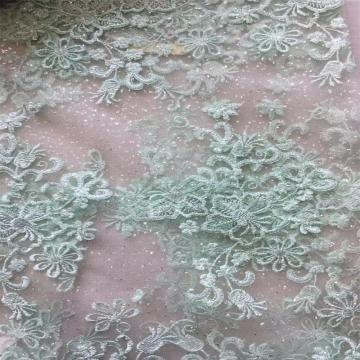 Tulle Mesh Flat Embroidery Fabric with Glitter