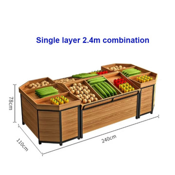 Metal and Wooden Fruit and Vegetable Display Racks for Fresh Stores