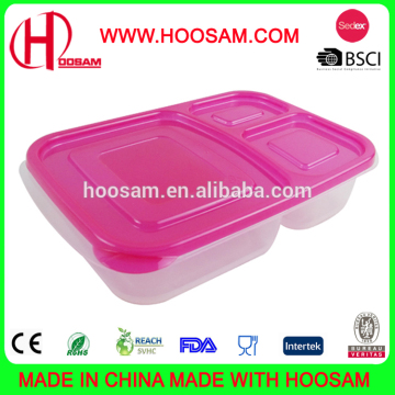 Wholesale Clear Plastic 3-Compartment Bento Lunch Box Food Containers