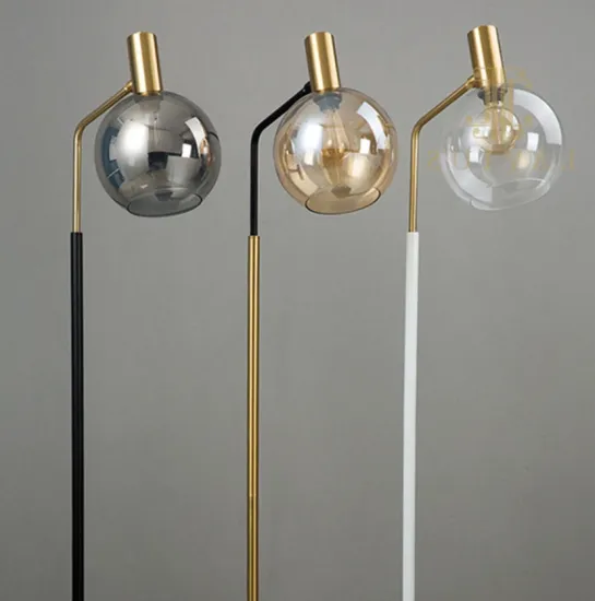 Floor lamp with glass shade