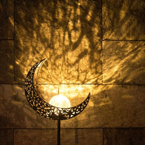 Solar Post Lights Outdoor Moon Crackle Glass Globe Stake Manufactory