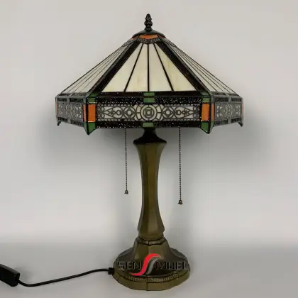 Antique Tiffany Style Desk Lamp with Floral Design