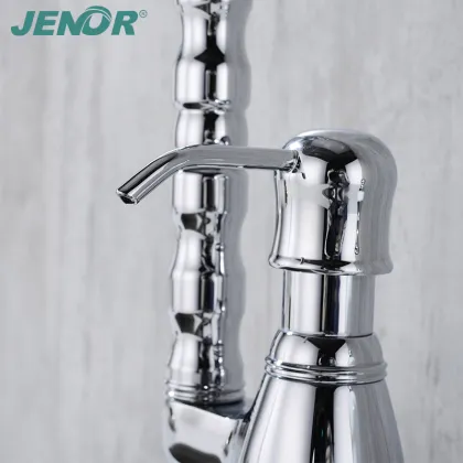 Brass kitchen faucet with soap dispenser