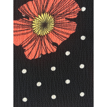 Dots Flower Design Polyester Bubble Crepe Printing Fabric