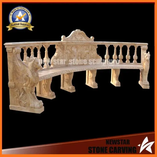 Yellow Marble Stone Carving Bench for Garden Decoration (NS-11B2)