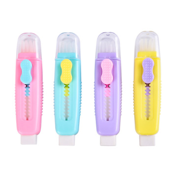 Creative Retractable Pencil Erasers with Brush - Colorful Push-pull Erasers for Students and Kids