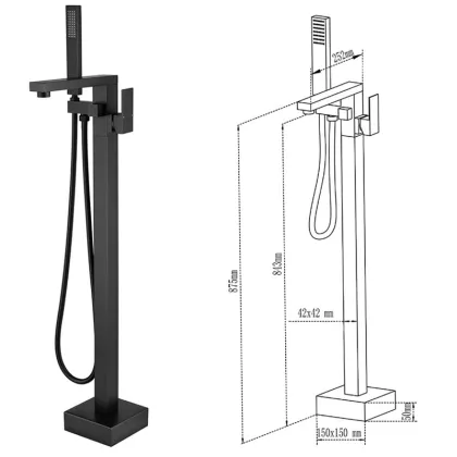 Floor-Standing Waterfall Bathtub Faucets: Brass Bathtub Shower Faucets, Freestanding Bathtub and Shower Faucets with Hand Shower