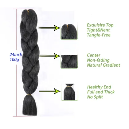 Wholesale Synthetic Braiding Single colorJumbo Braiding Hair Extensions Braiding Hair 24 Inch Synthetic Hair for Women