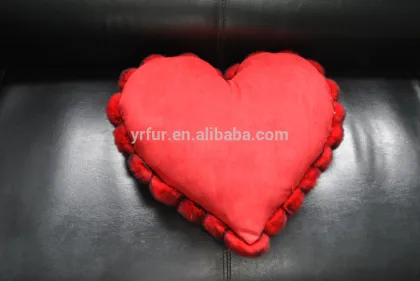 YR092 Top Quality Rose Flower Real Rex Rabbit Fur Cushions/Wedding Figt/valentine's Gift Fur Pillow
