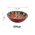 Hand Made Tile Patterned Kaolin Clay Quartz Limestone Bowl 8cm Suitable for use as a gift Orange