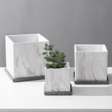 White Square Ceramic Plant Flower Pots