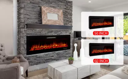 Hot sale 50 inch 9 colors flame portable dimplex mirror electric fireplace heater for indoor