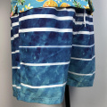Men Blue Ocean White Striped Beach Shorts