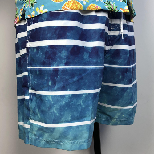 Men Blue ocean white striped beach shorts