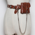 Premium Brown Crocodile-Embossed Mini Lipstick Belt Bag