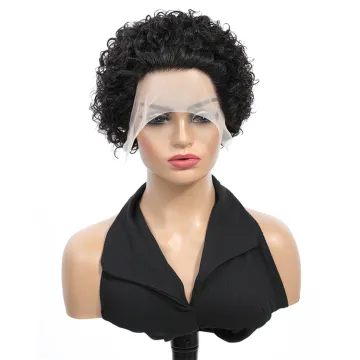 Wholesale Pixie Cut Human Hair Wig T Lace Frontal Curly Short Pixie Human Hair Lace Frontal Wig Cuticle Human Hair Wig