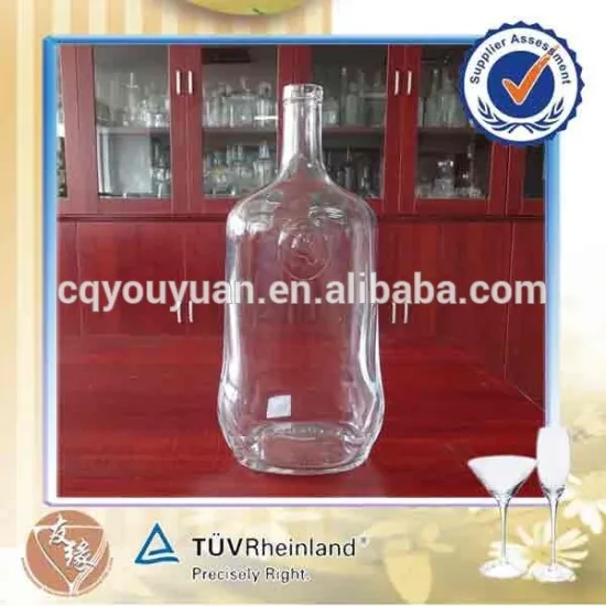 Fancy food grade cork 3 liter giant glass bottles for wine