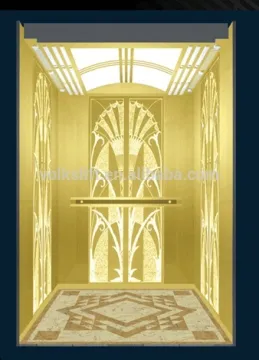 Golden etching mirror finished home elevator