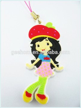 2015 soft 3d pvc beautiful cartoon mobile phone pendant