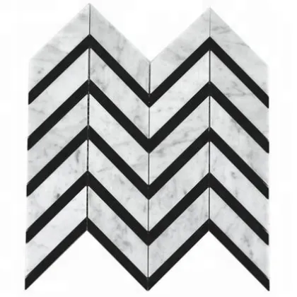 Celine Random Sized Marble Mosaic Tile in White/Black