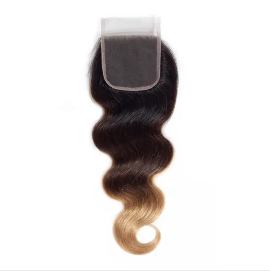Wholesale Two Tone 1B/99# Body Wave Hair Weave 3 Pcs With Lace Closure Ombre Colored Burgundy Human Hair Bundles With Closure