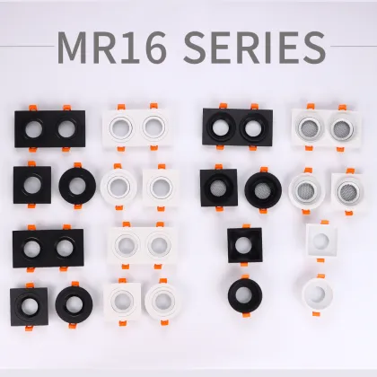 ERDU Black Ultra Slim Double Head MR16 Trimless Downlight Spotlight