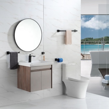 Chrome & Matte Black Wall Mounted 4pc Hotel Bath Accessory Set