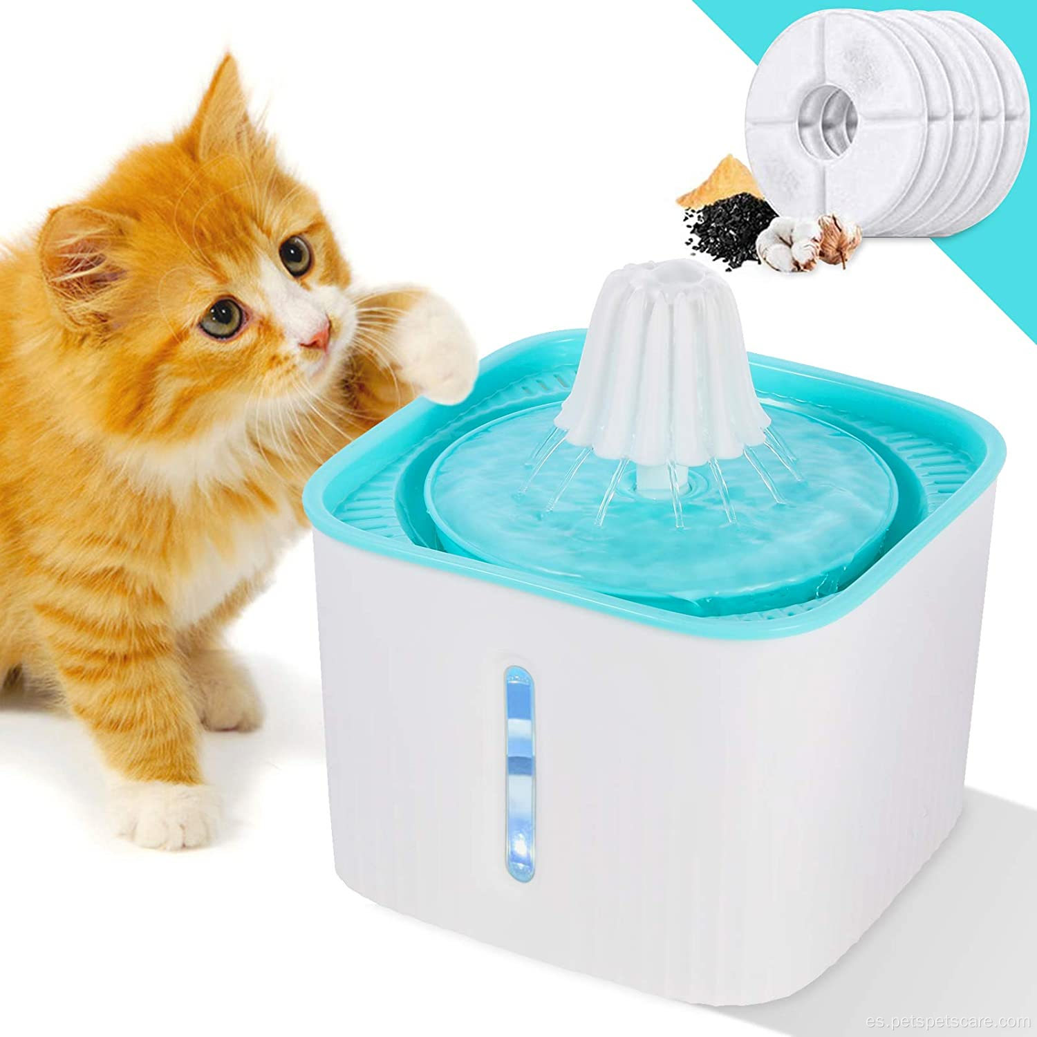 Fuente de agua de gato de mascota con filtros