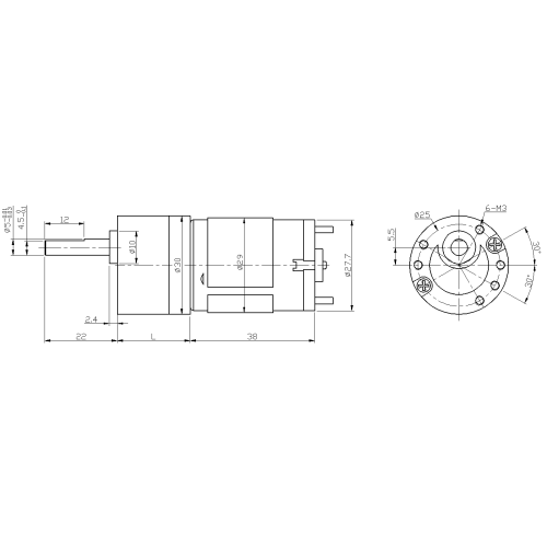 30mm DC Spur Reduction Gearbox Motor