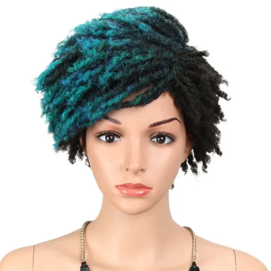 Rebecca fashion 10 Inches blue Short Bob Dread Lock Wig Afro Kinky Curly Heat Resistant Fiber Synthetic Wigs For Black Women