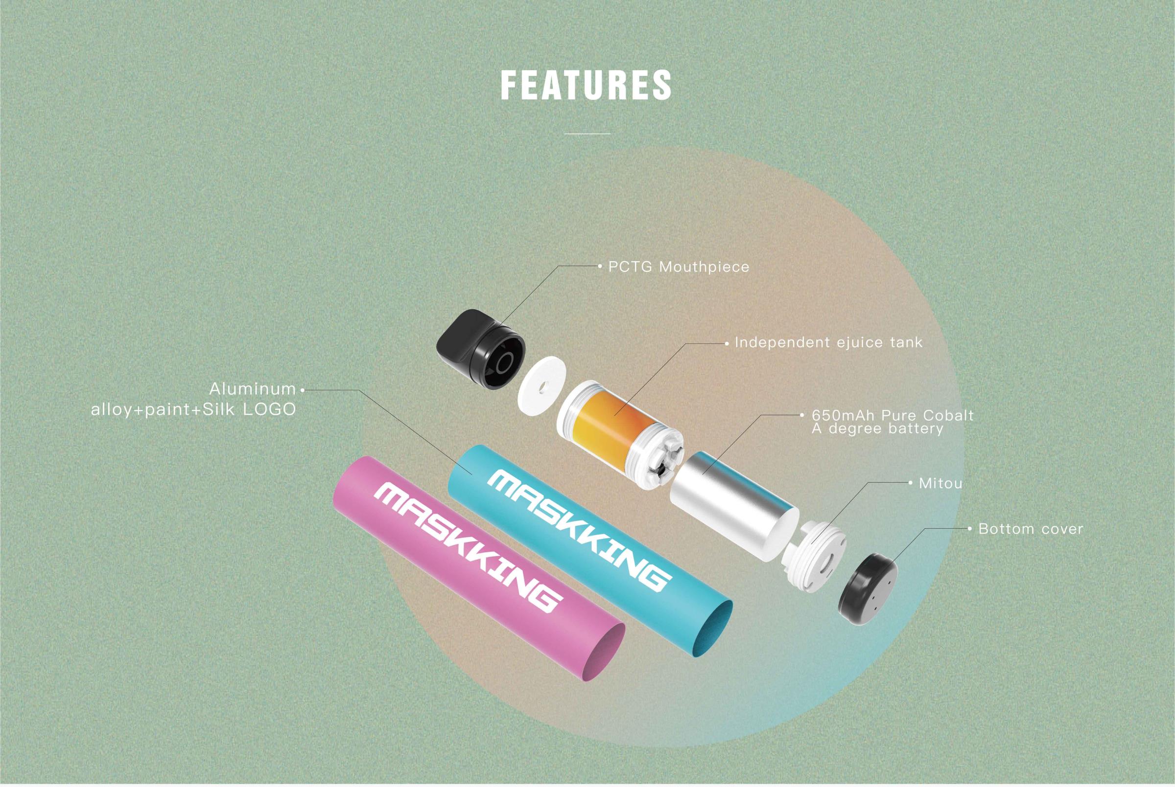 Nieuwste 1000 Rookwolken Groothandel Maskking Disposable Vape