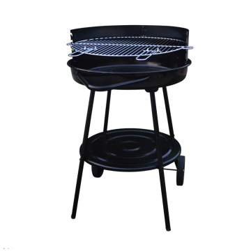 Simple Assembly Outdoor Garden Black Two Wheels Barbecue Grill Trolly Portable Charcoal Bbq Grill