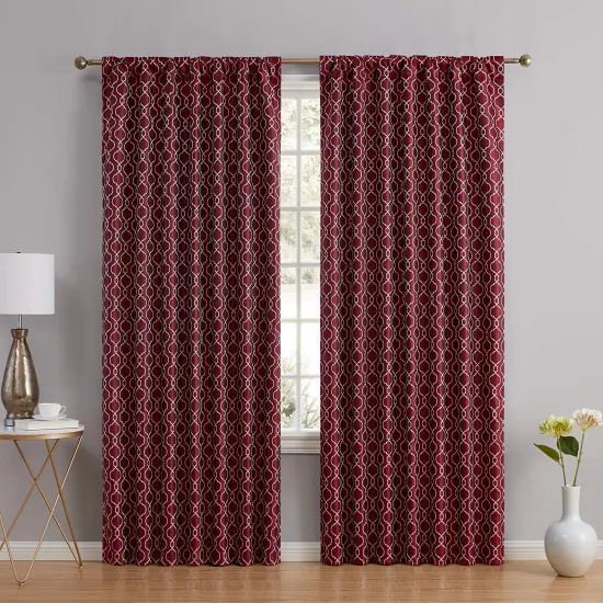 OEKO TEX Certified 100% Polyester Luxury Geometric Pattern Blackout Jacquard Curtain: European Style 100% Blackout Curtain