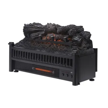 Black Indoor Archaistic Electric Log with Removable Fireback