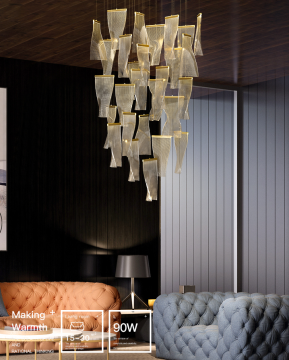 Custom Nordic Creative Light Luxury Grand Chandelier for Staircase and Restaurant Villa Art Rotating Light