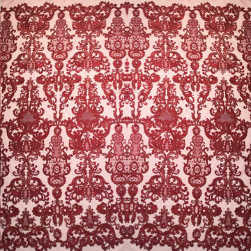 Red Corded Lace Embroidery Fabric
