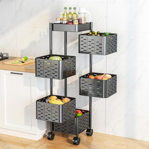 Kitchen square rotating vegetable rack 4-tier