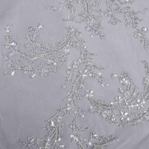 Perlenstickerei Polyester Mesh Stoff Kleid Stoff