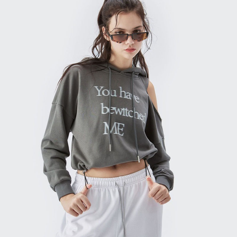 Women's Printing Cropped Hollow out Hoodie