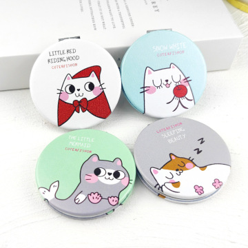 Custom Mini Pocket Mirror with PU Leather Printed Design - Double Sided Magnifying Cosmetic Vanity Mirror for Travel