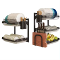 kitchen over sink dish drying rack with cups and cutlery holder