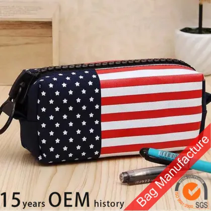 Factory custom Creative flag pencil bag