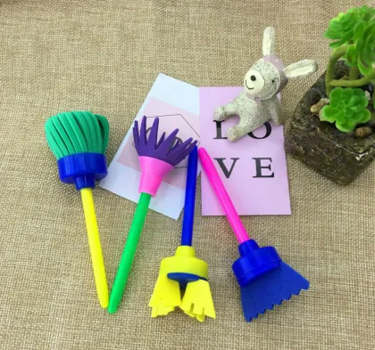 Children rotate painting brush