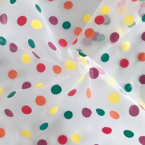 Dots Offset Printed Poly Mesh Fabric