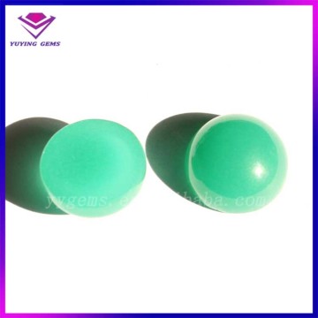 Half Ball Shape Cabochon Cut Green Glass Jade Stone Flat Back